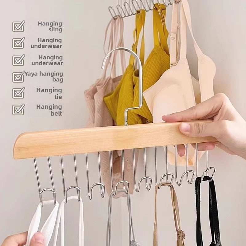 8-hook wooden clothes hanger