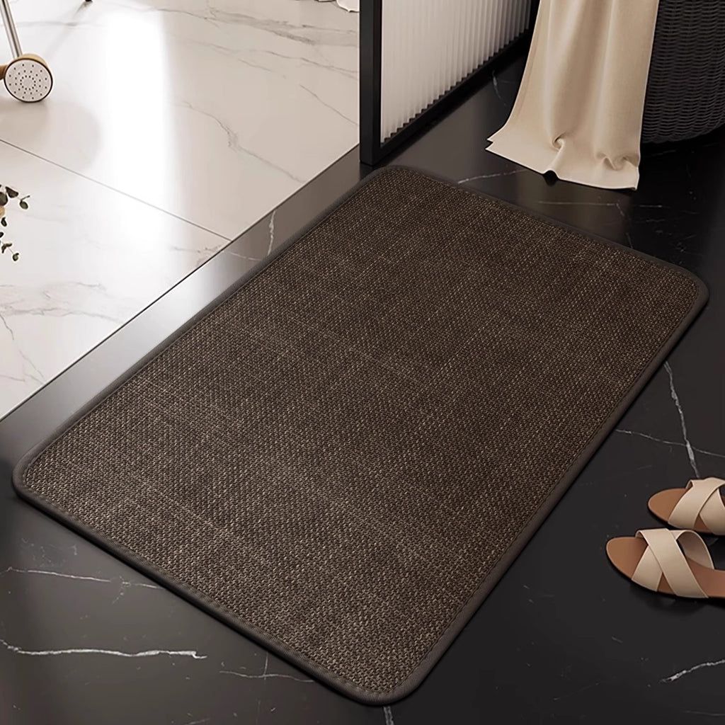 Linen floor MATS are placed in the bathroom