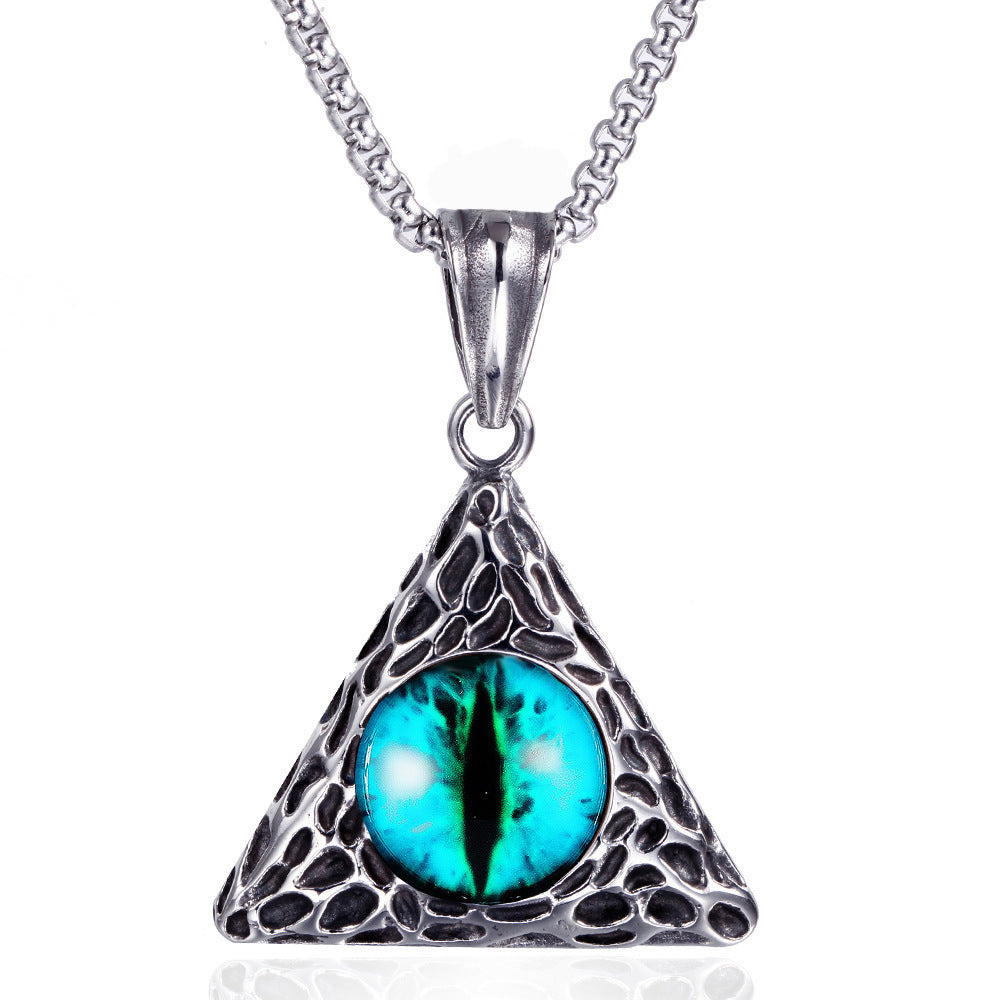 domineering double wolf head titanium steel pendant necklace
