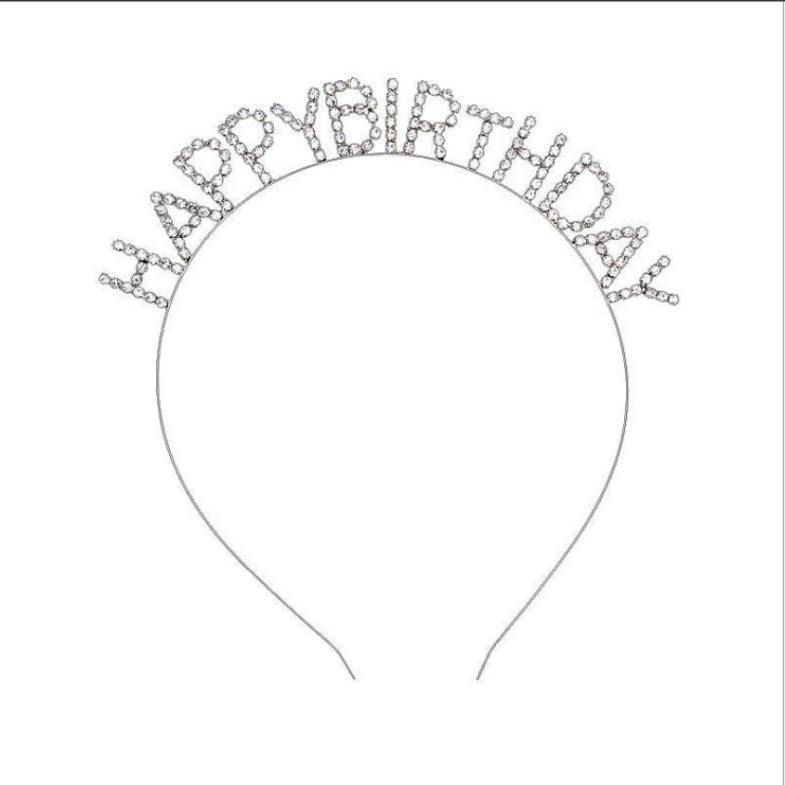 Happy birthday headband HappyBirthday flash diamond letter headband adult funny party hair accessories for women