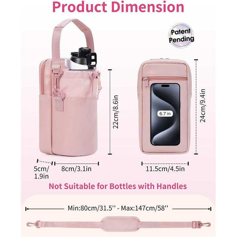 Insulated Water Bottle Sling Bag with Phone Pocket
