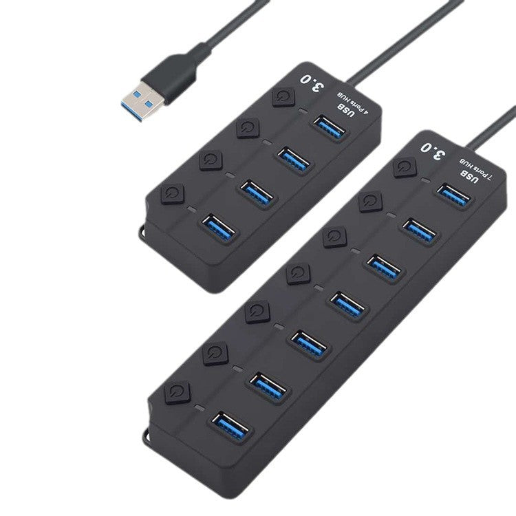 7-Port USB 3.0 Hub with Independent Switches, High-Speed Splitter