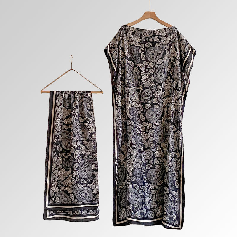 Beach vacation faux silk scarf dress