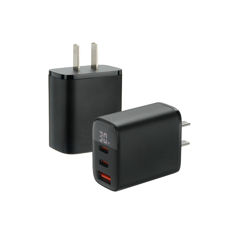 30W Triple Port Fast Charger with Digital Display