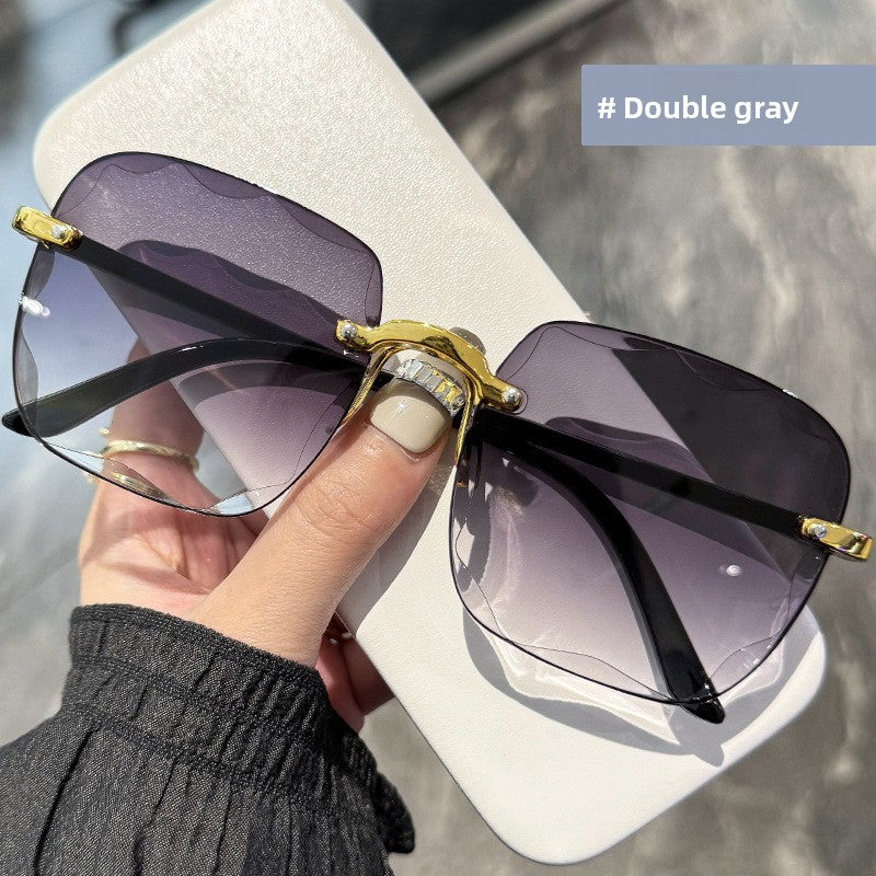 Frameless beveled sunglasses