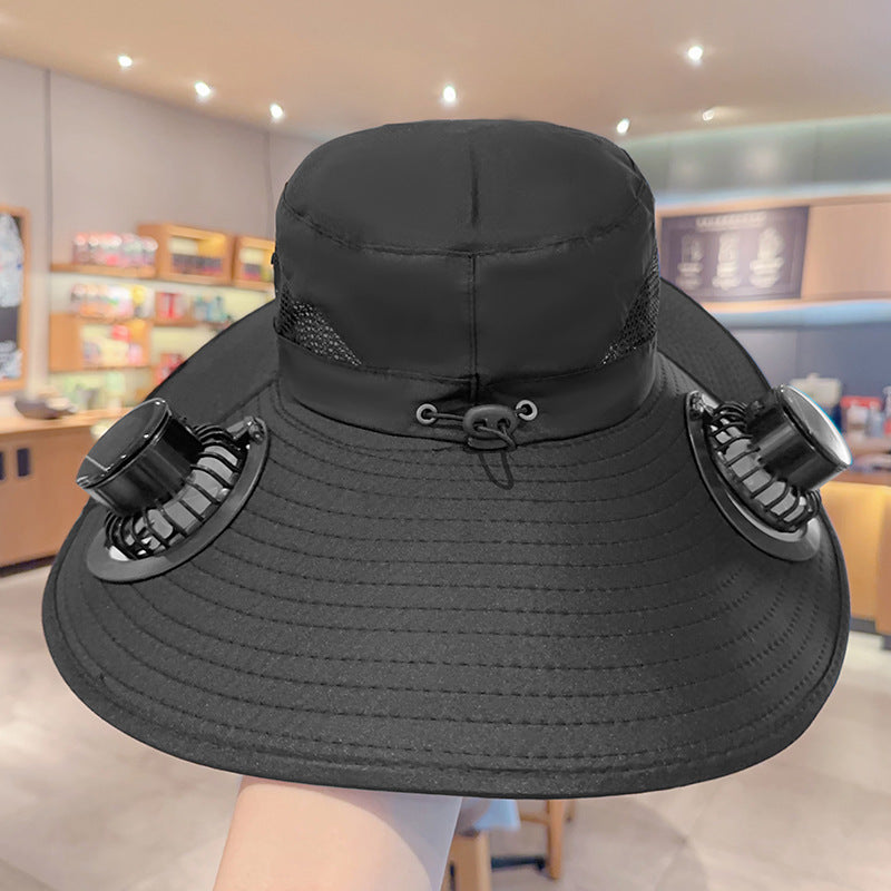 Summer fisherman hat - dual function of solar power and USB charging