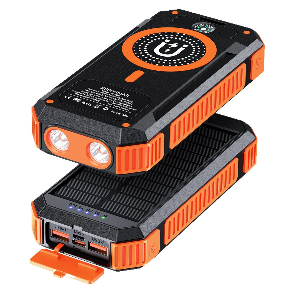 Magnetic 22.5W Solar Power Bank 20000Ma Solar Magnetic Wireless Charging Mobile Power