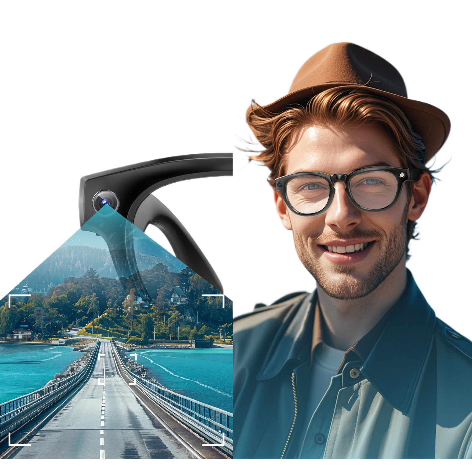 Bluetooth music player with camera glasses