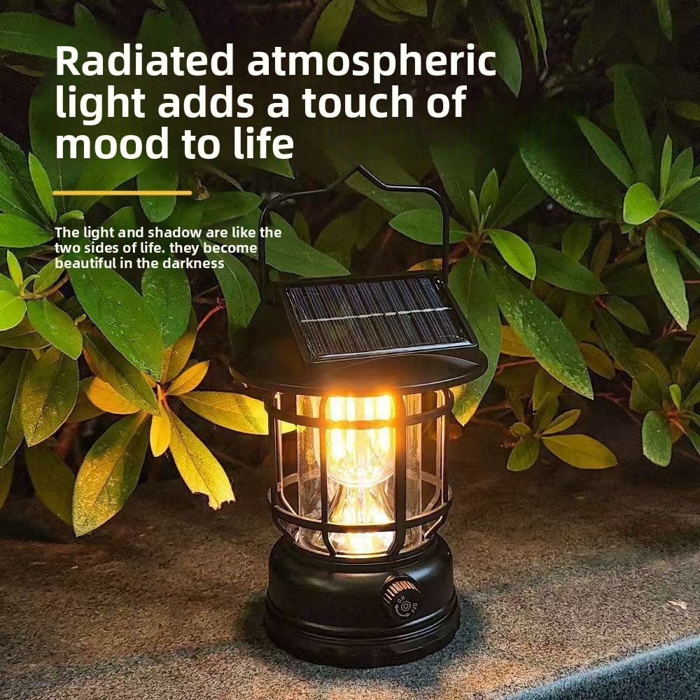 Solar Retro Camping Lamp Outdoor Lighting Horse Lamp Long Life Charging Tent Portable Lamp Warm Light Atmosphere Lamp