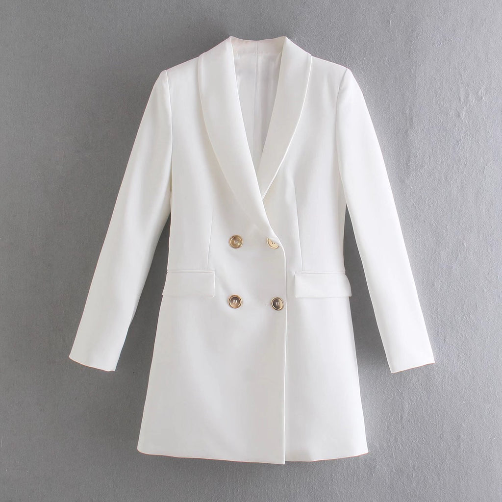 A double-breasted, stylish and fitted suit jacket