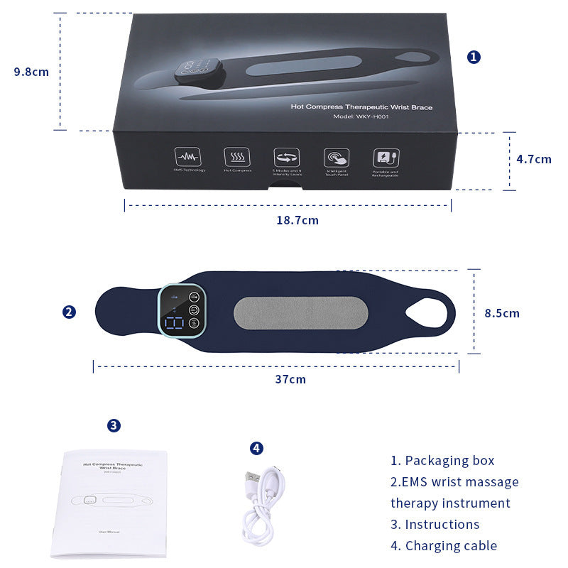 EMS Wrist Massager with Hot Compress and Pain Relief