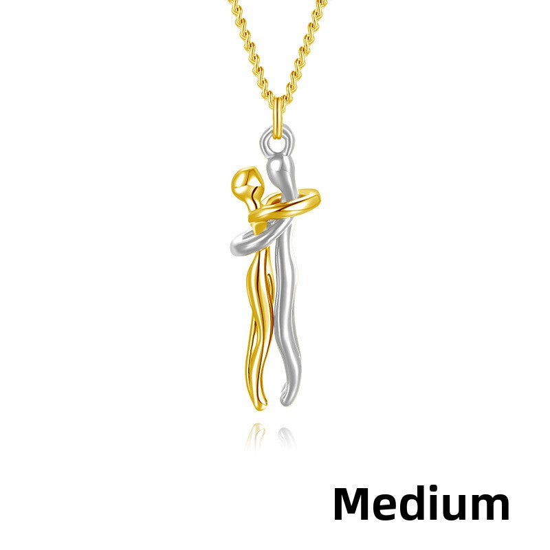Couple Embrace Pendant Necklace