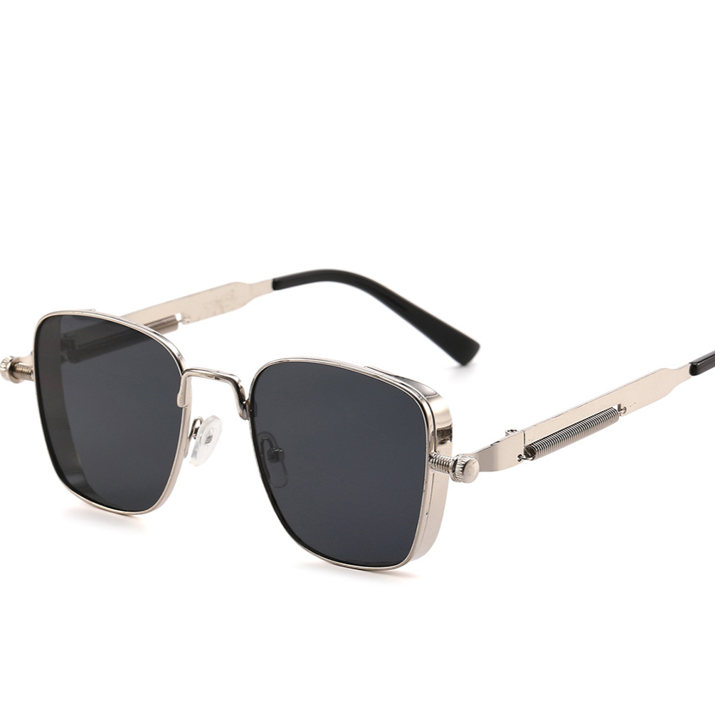 Retro Steampunk Metal Sunglasses Square Frame UV Protection