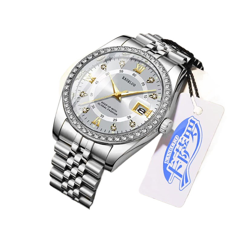 2025 New Roman Numerals Diamond Calendar Steel Band Watch Luminous Waterproof High Color Value Watch Cross-border Hot Sale