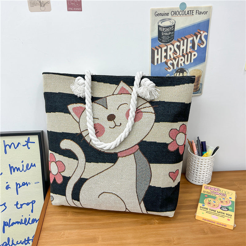 Canvas shoulder bag, simple tote bag for tutoring/study
