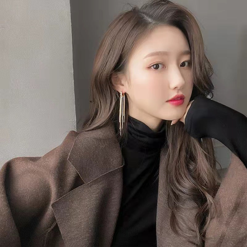 Long metal tassel ear pins