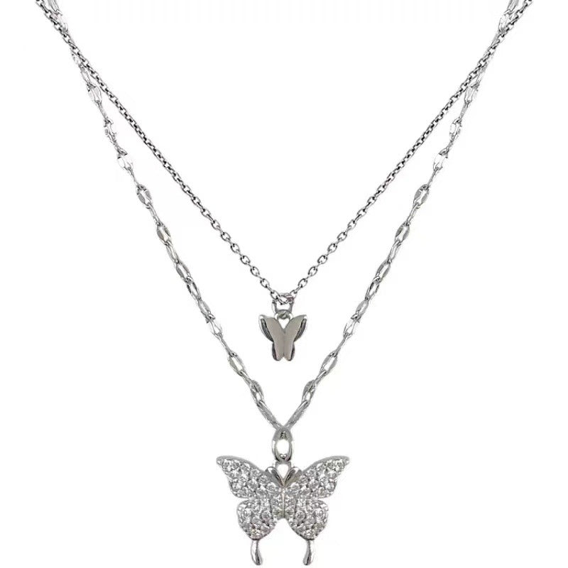Double Layer Butterfly Pendant Necklace