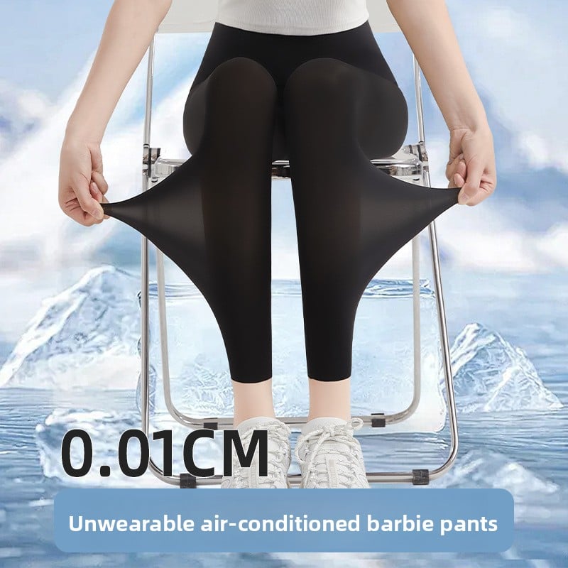 Ultra-thin ice silk shark pants women's summer wear stretch plus size air conditioning pants naked yoga bottoming pants
