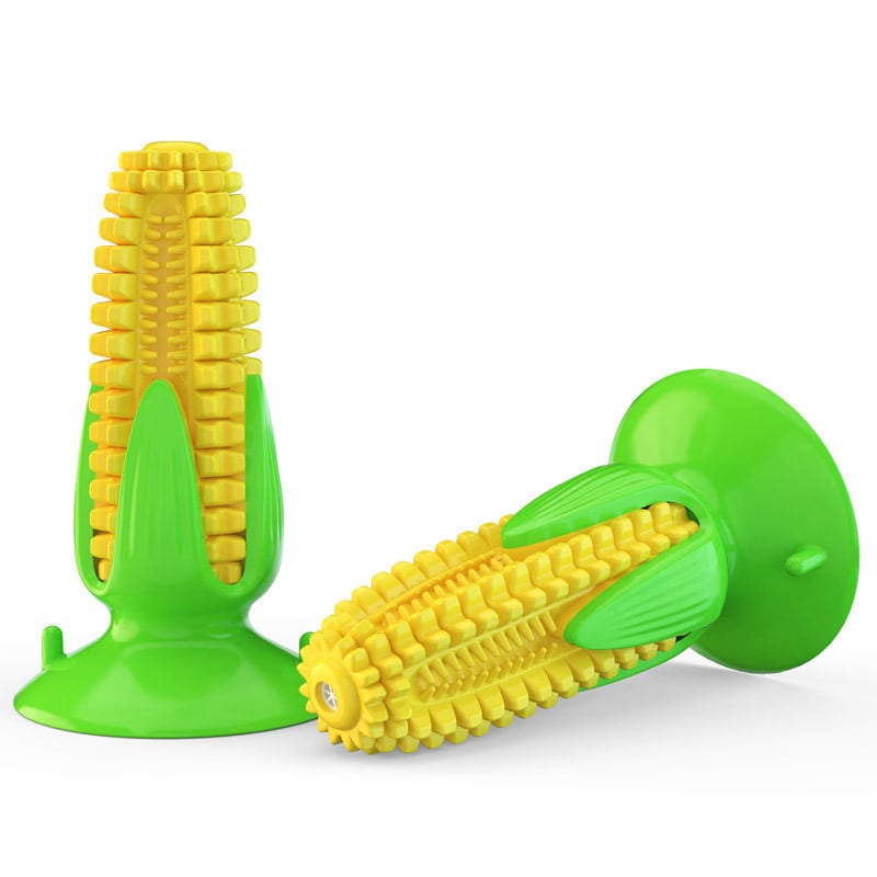 Dog Chew Toy ? Corn-Shaped Squeaky Molar Toothbrush Stick