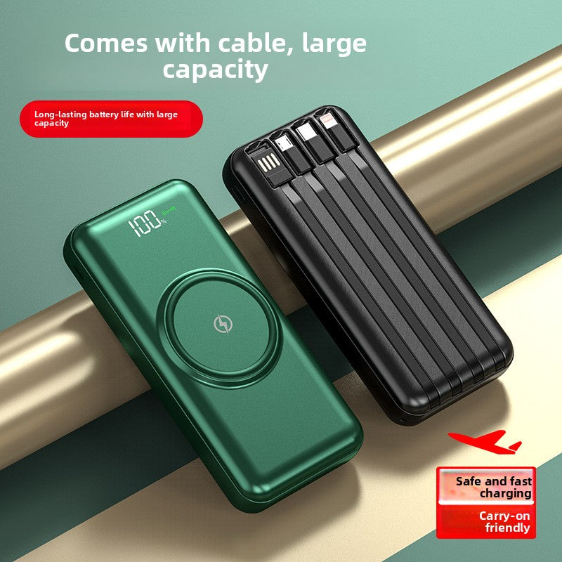 Wireless Charging Power Bank with Built-in Cable