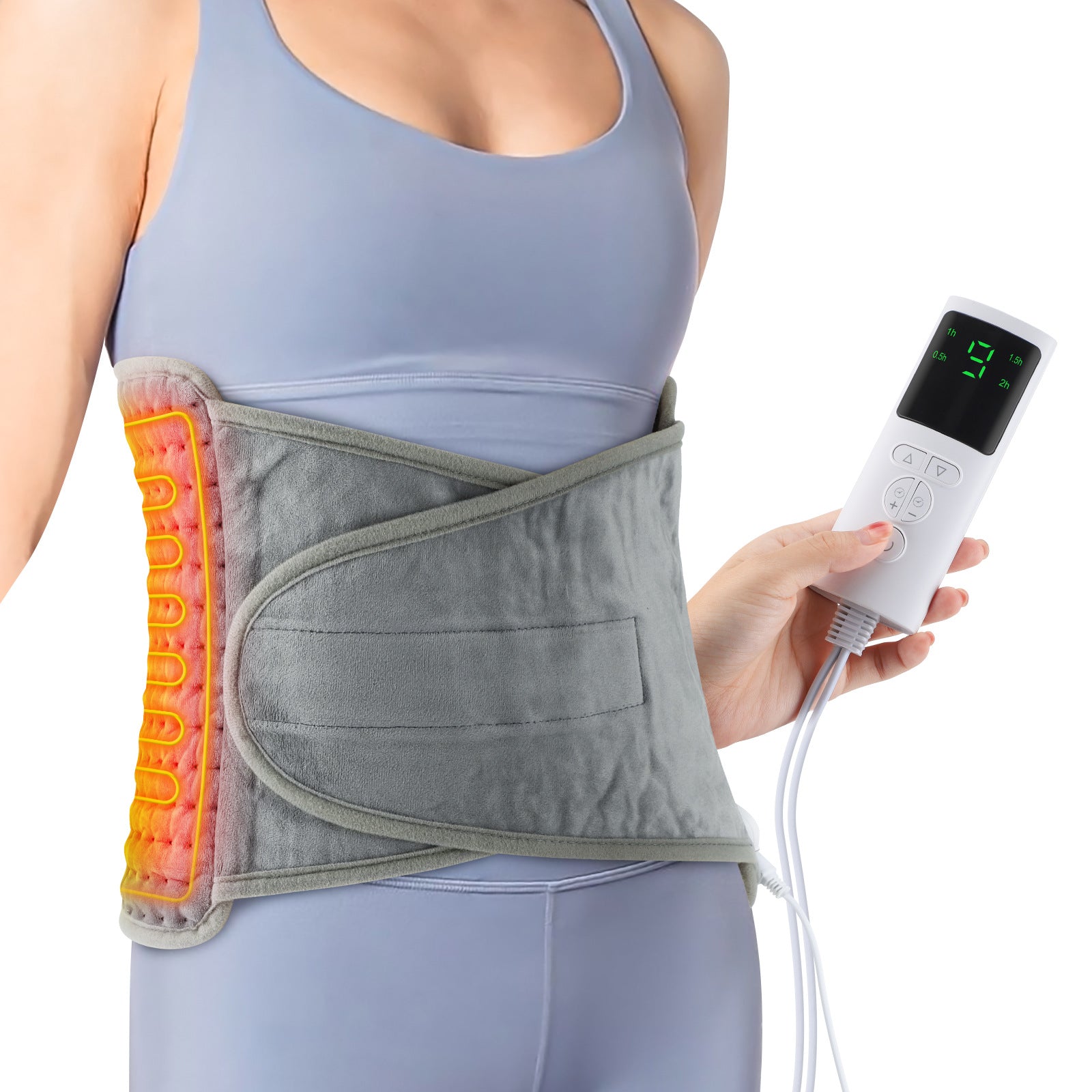 Adjustable Heated Waist Belt with Timer Soft Microfleece 9 Temperature Settings