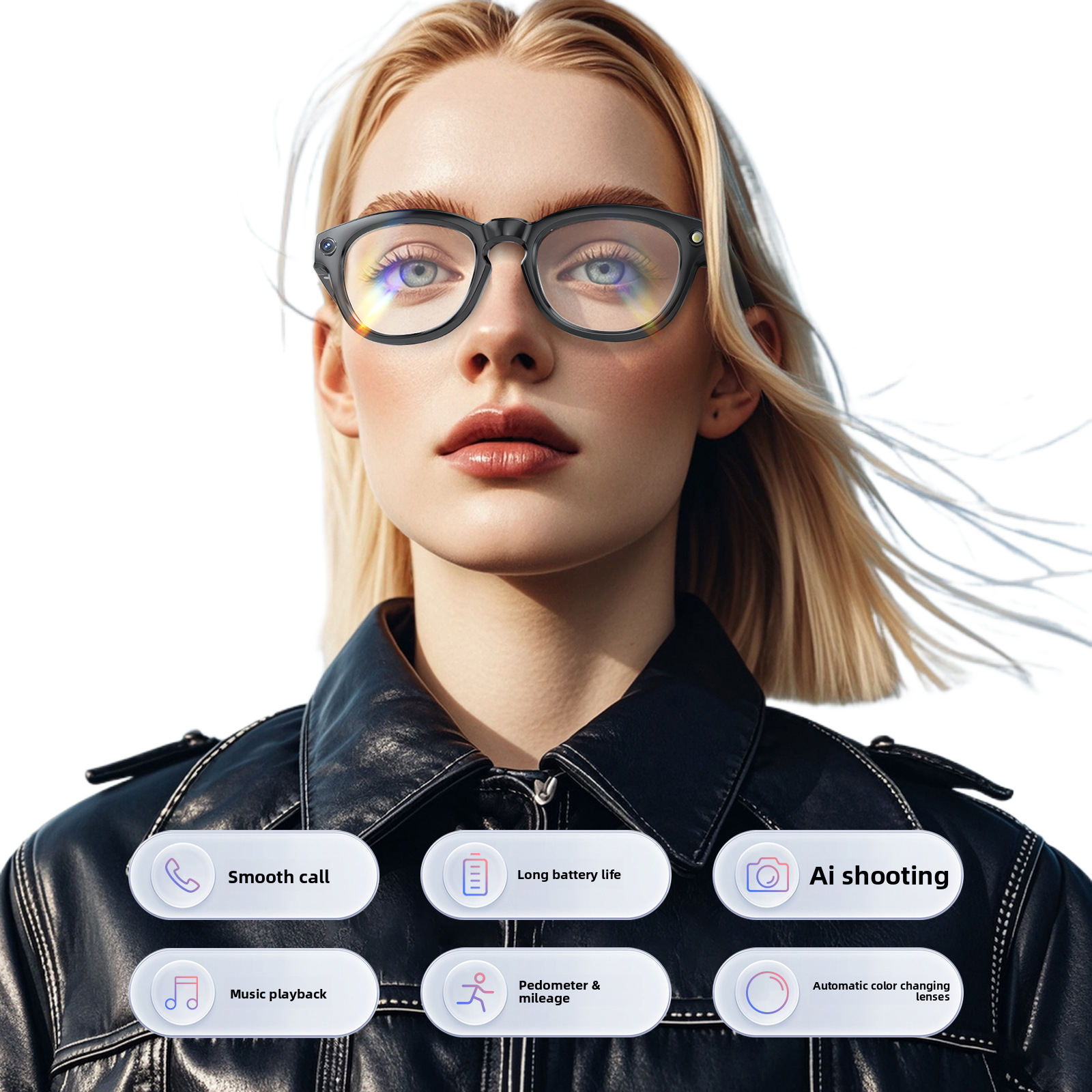 Bluetooth music player with camera glasses