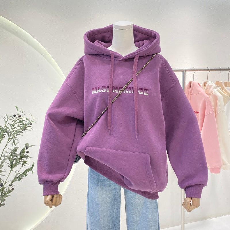 A Korean version of a niche casual hoodie with a letter hood