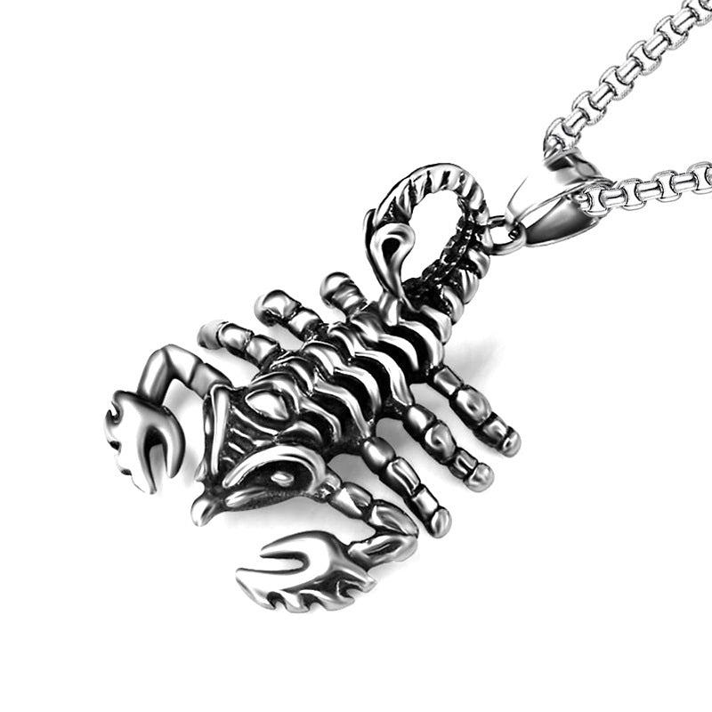 domineering double wolf head titanium steel pendant necklace