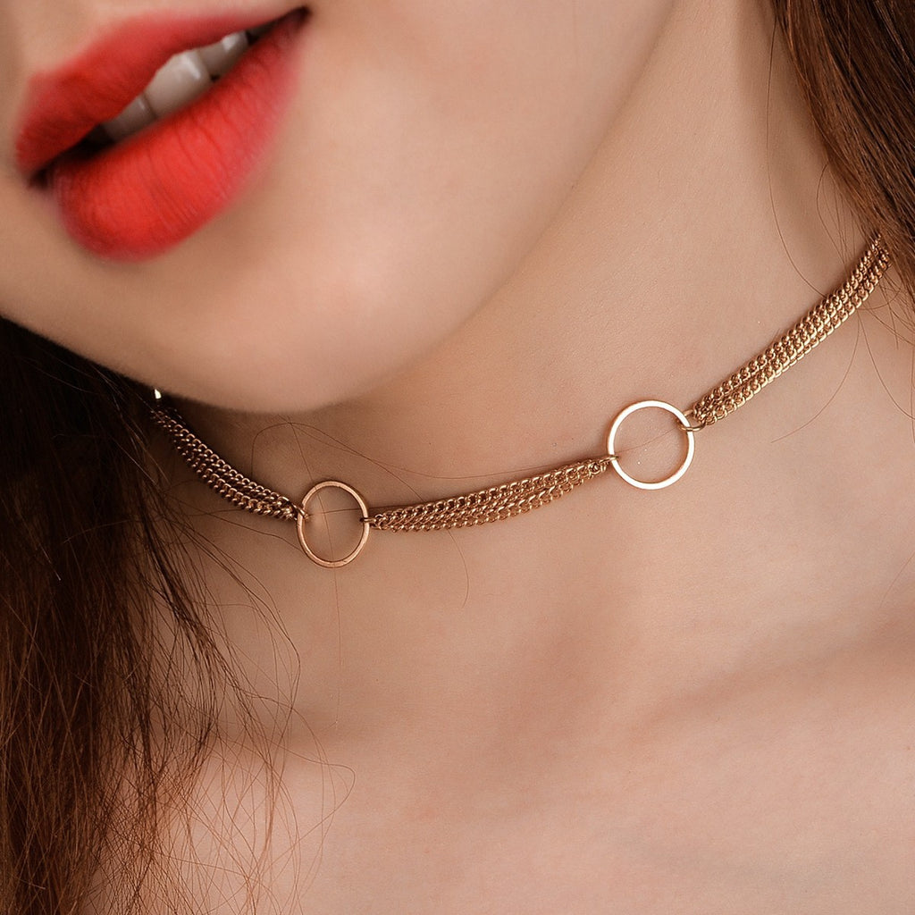 Geometric Copper Multi-Layer Collarbone Necklace