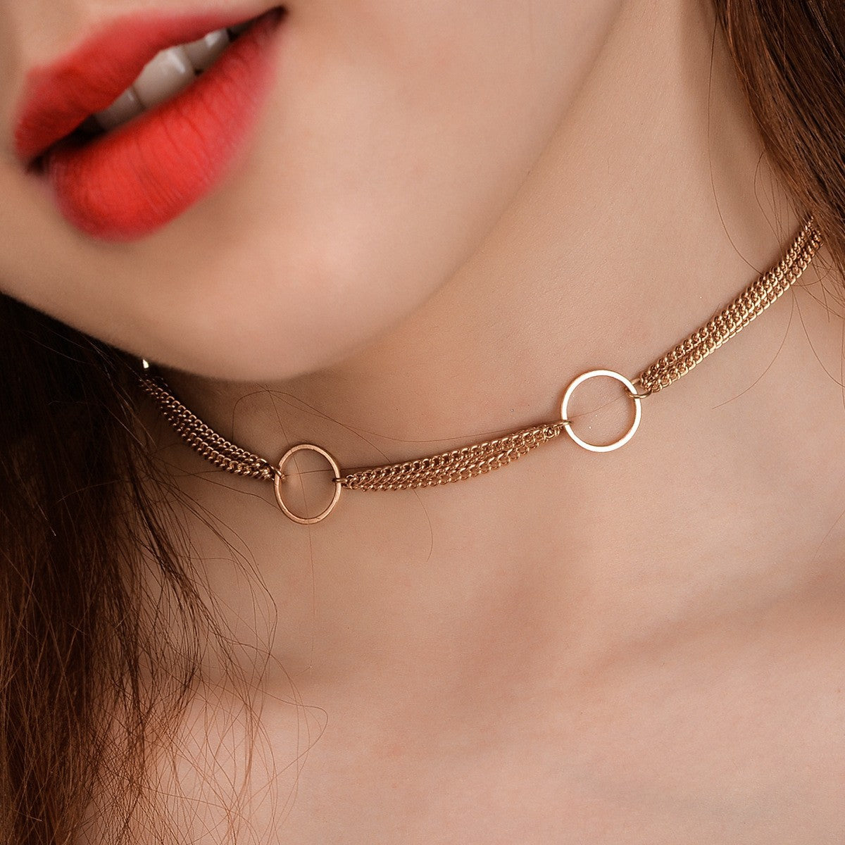 Geometric Copper Multi-Layer Collarbone Necklace