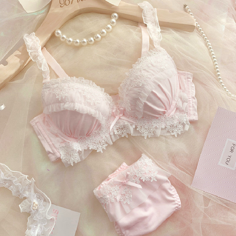 Japanese-style sweet large-spiked bra set
