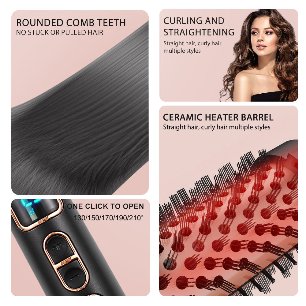 Adjustable temperature ceramic electric hair curling comb