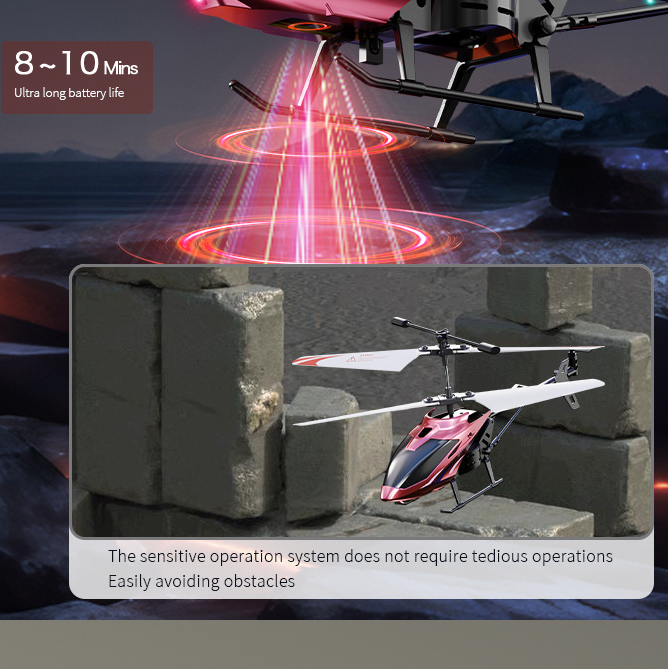 Alloy remote-controlled helicopter, shockproof and anti-collision aircraft with light toy