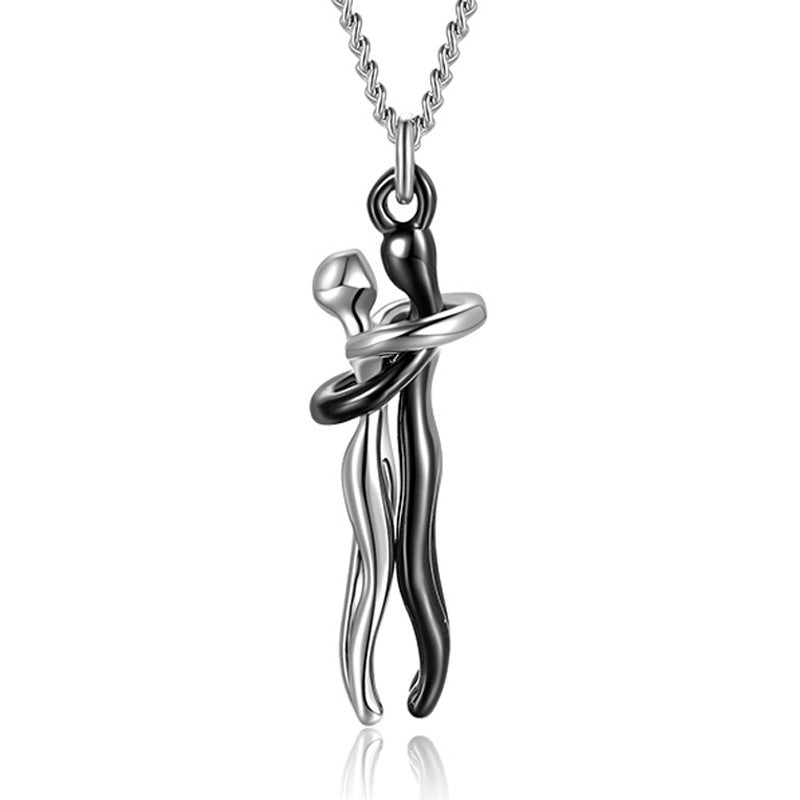 Couple Embrace Pendant Necklace