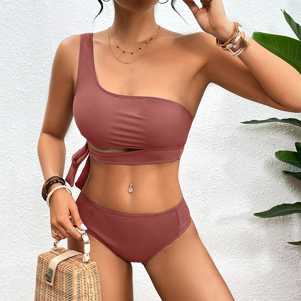 High-waisted sexy two-piece bikini swimsuit