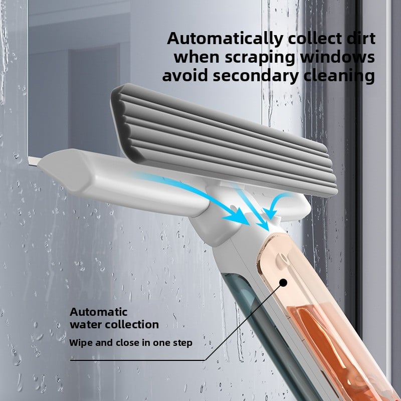 Adjustable Window Cleaning Tool with Scrubbing Cloths for High-rise Glass