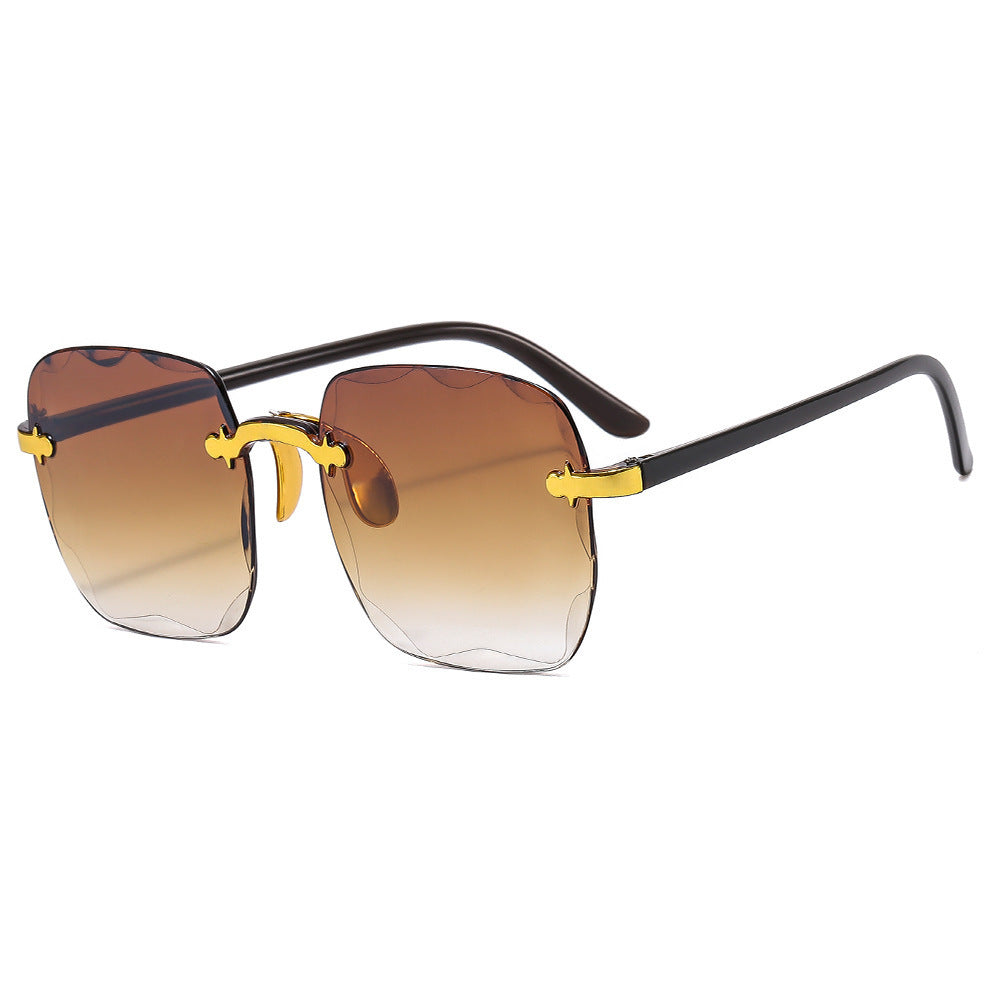 Frameless beveled sunglasses