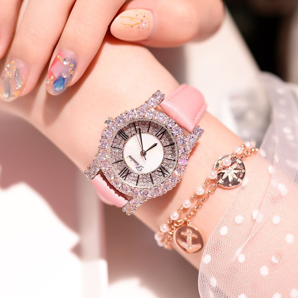 Diamond Starry Sky Women's Leather Strap Watch