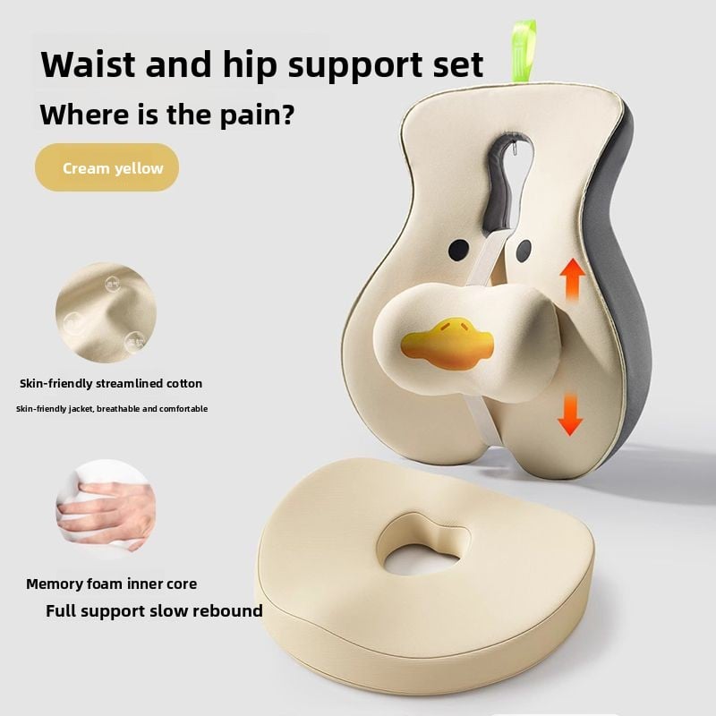 Ergonomic Memory Foam Back Support Cushion for Office Chair