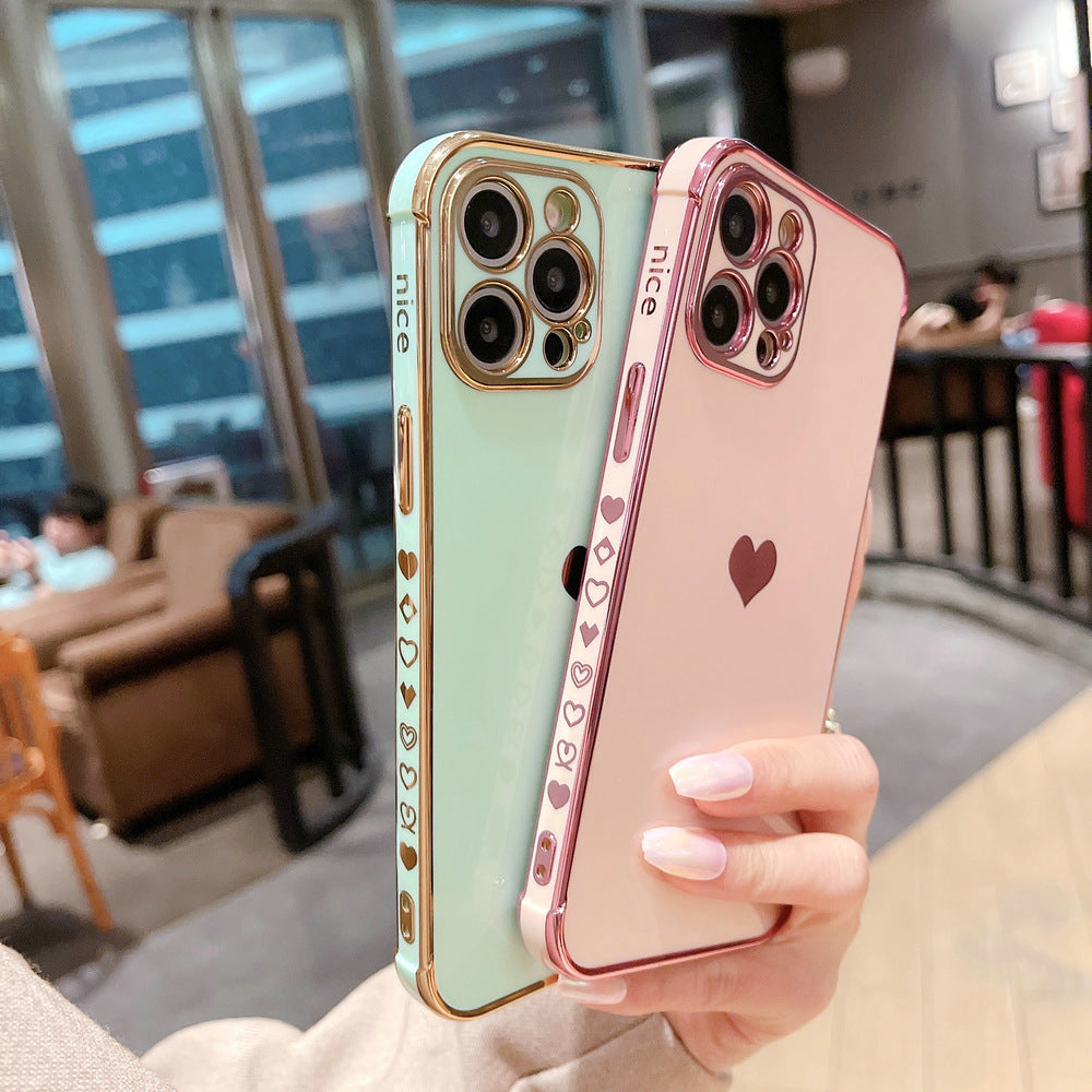 Electroplated love Apple 15 Side phone case