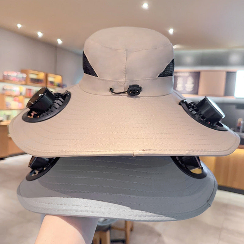 Summer fisherman hat - dual function of solar power and USB charging