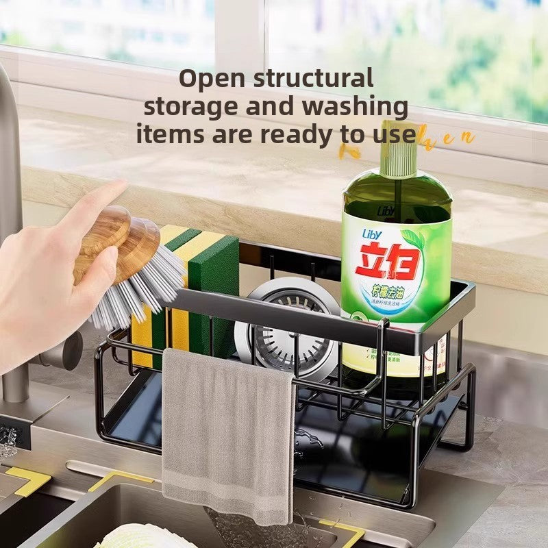 Kitchen storage rack, rag storage and draining rack