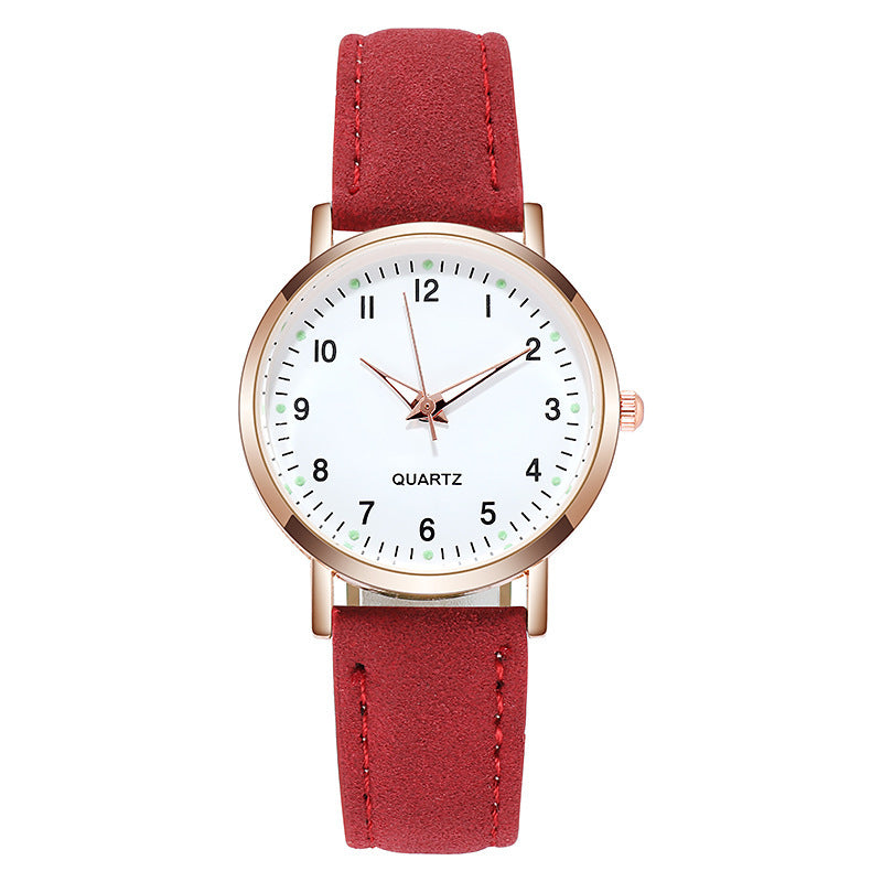 Ladies' quartz watch with brushed leather