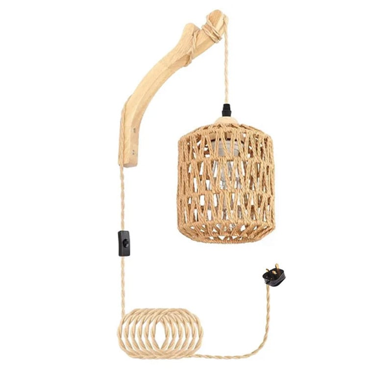 Bamboo woven bedside wall lamp