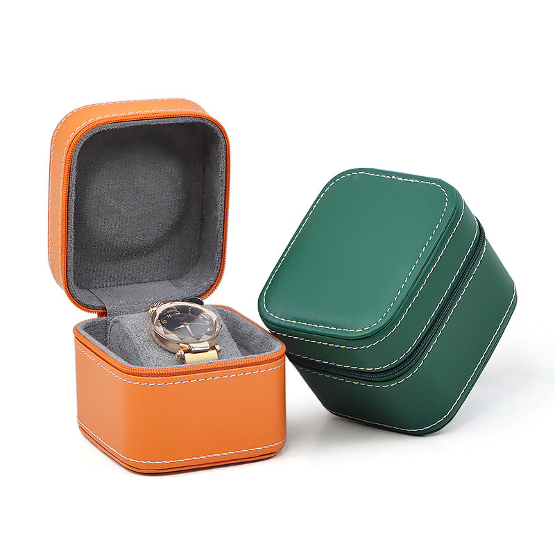 Advanced sense PU car line watch box business pocket watch watch portable zipper fashion jewelry box storage cross-border