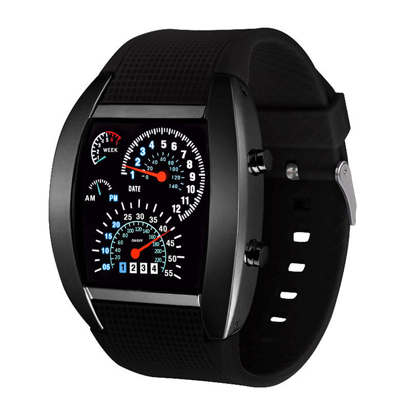 Creative LED Digital Fan-Shaped Alloy Watch