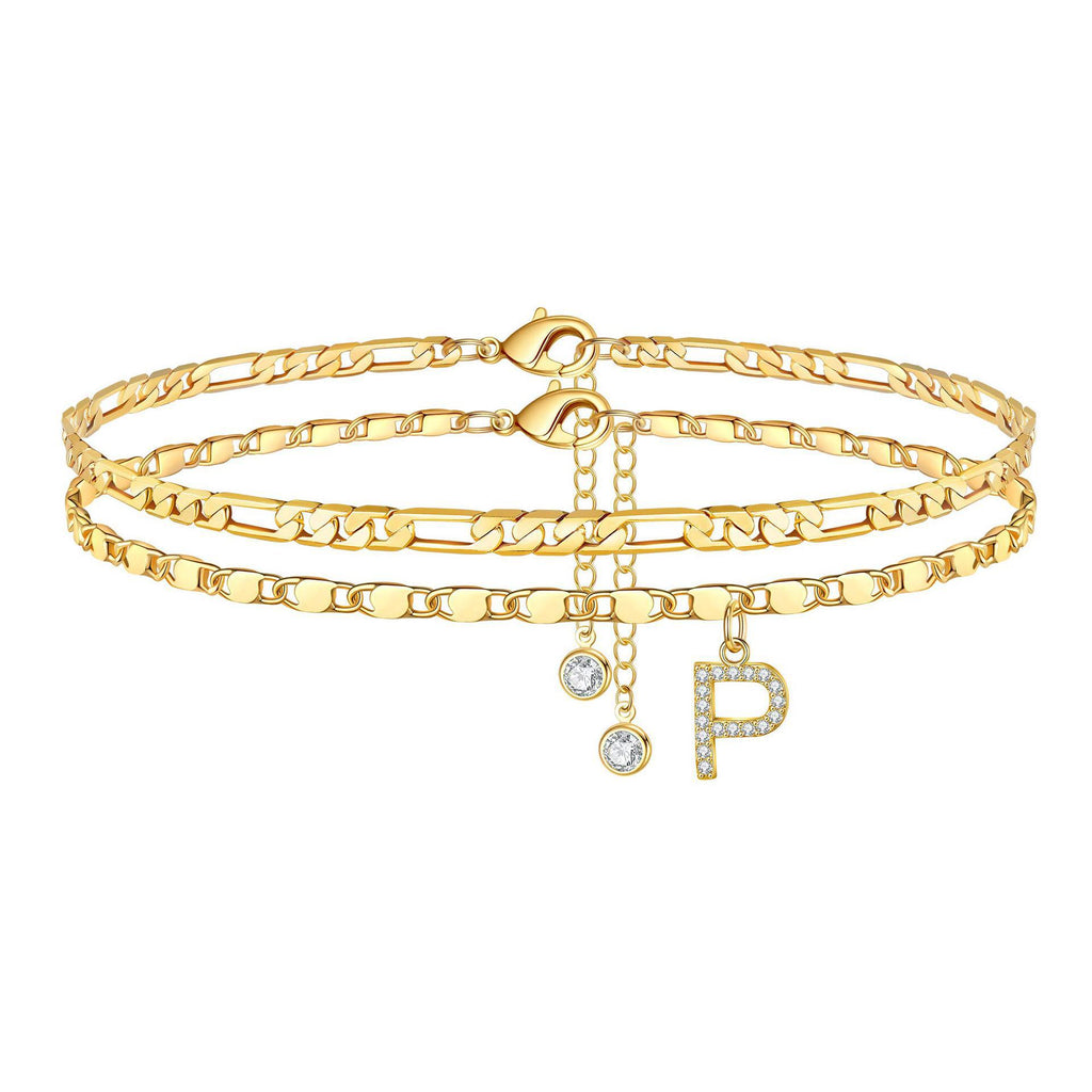 Bohemian Zircon Plated Alphabet Anklet