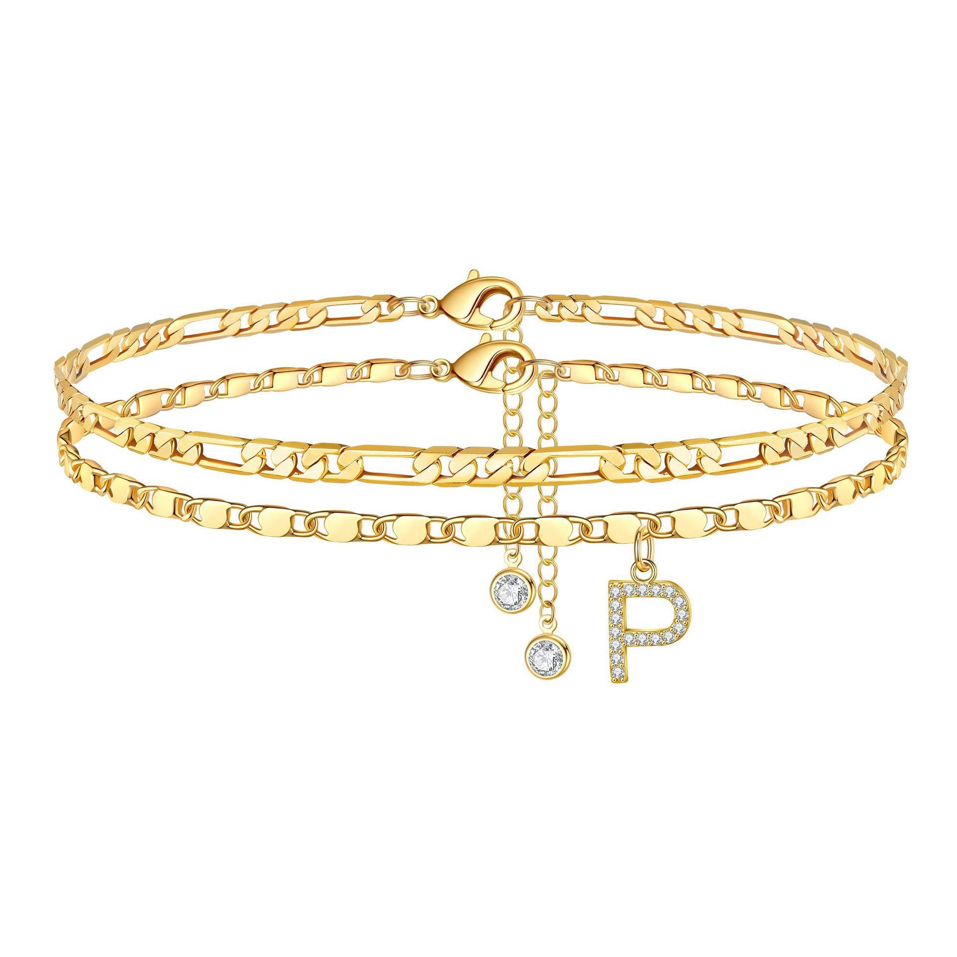 Bohemian Zircon Plated Alphabet Anklet