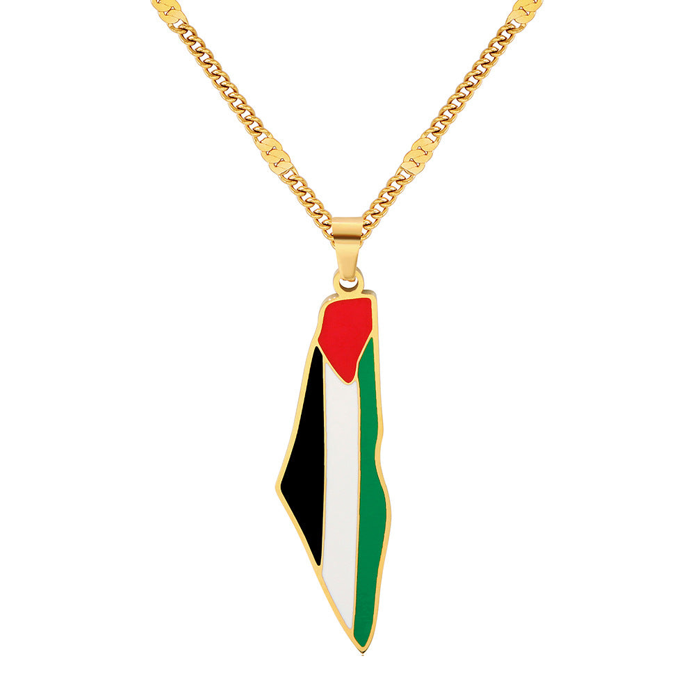 Maple Leaf Titanium Steel Gold-Plated Pendant Necklace