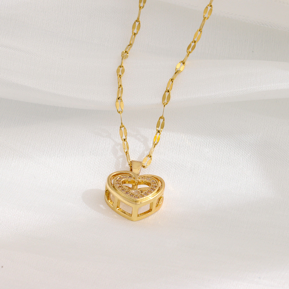 Explosions Korean double smart love pendant titanium steel necklace cross-border explosions stainless steel women's clavicle chain